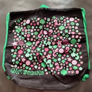 Girl Scouts Black Canvas Drawstring Bag